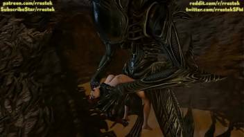 Samus Aran fucked hard by Aliens Xenomorph Hardcore 3D porn