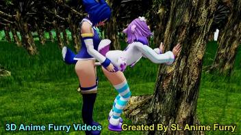 Anime Bunny Girls - Neptune   Aqua By The Tree In The Forest - Anal Version